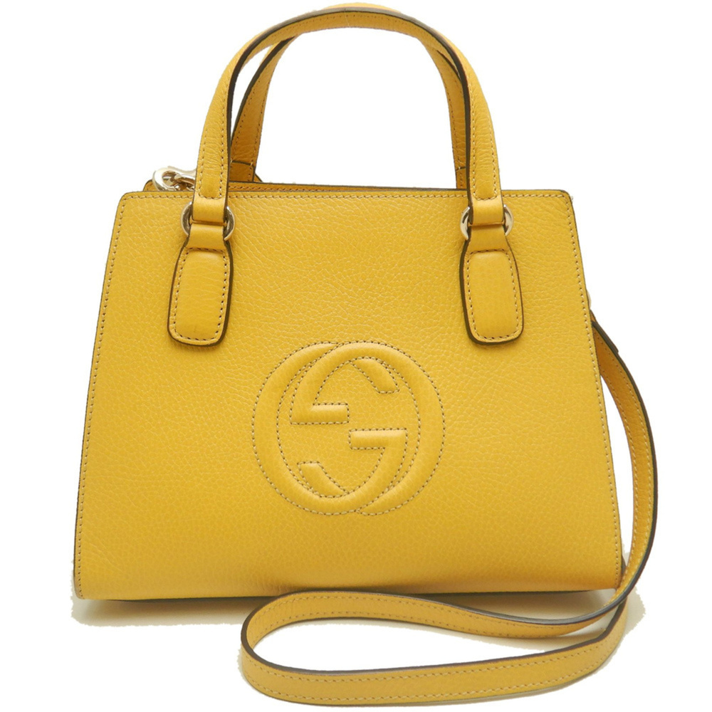 GUCCI Soho 607722 Handbag, Leather, Yellow, Outlet, Women's, 254215